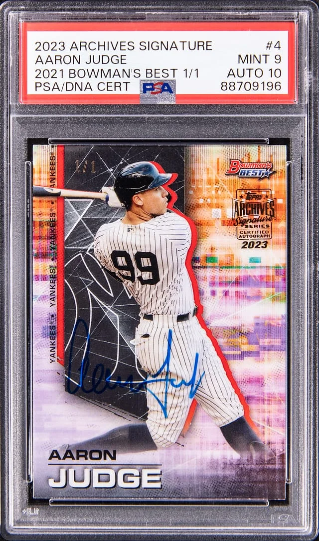 2023 Topps Archives Aaron Judge Signature 2021 Bowman's Best #4 card image