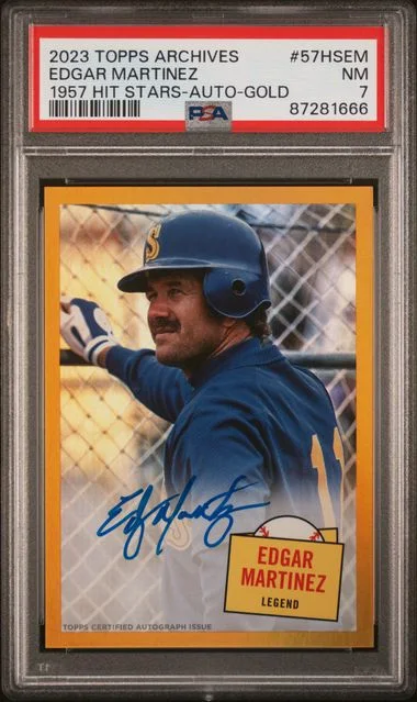 2023 Topps Archives Edgar Martinez 1957 Topps HIT Stars Autograph-Gold #57HSEM card image