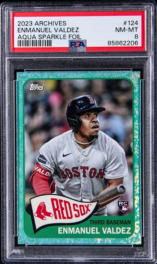 2023 Topps Archives Emmanuel Valdez Aqua Sparkle Foil #124 card image