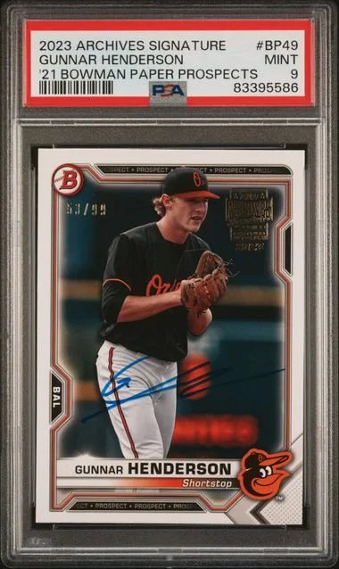 2023 Topps Archives Gunnar Henderson 2021 Bowman Paper Prospects #BP49 card image