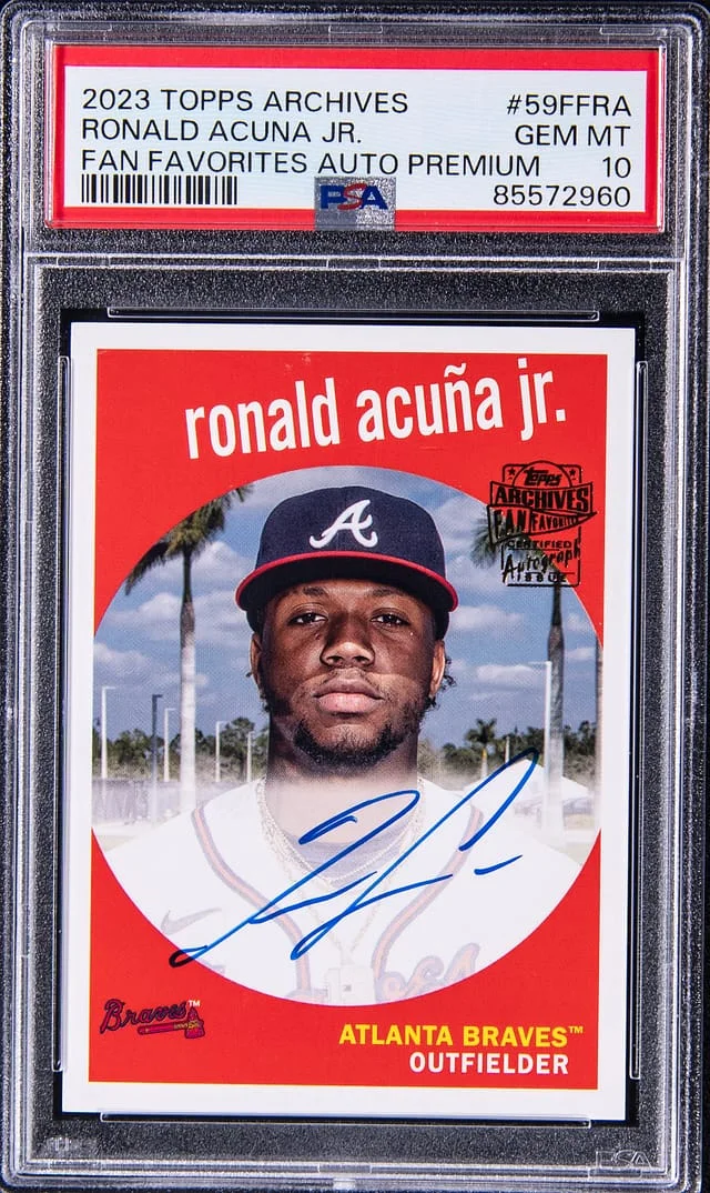 2023 Topps Archives Ronald Acuna Jr Fan Favorites Autograph Premium #59FFRA card image