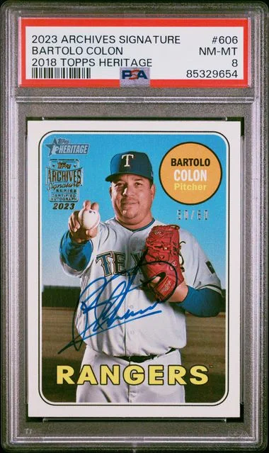 2023 Topps Archives Signature Series Bartolo Colon 2018 Topps Heritage #606 card image