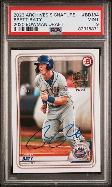 2023 Topps Archives Signature Series Brett Baty 2020 Bowman Draft #BD184 card image