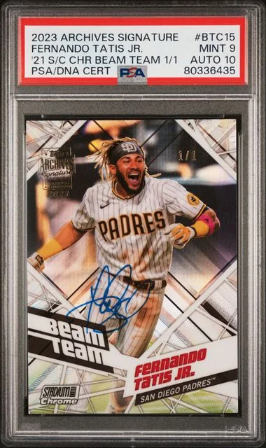 2023 Topps Archives Signature Series Fernando Tatis Jr. 2021 Stadium Club Chrome Beam Team #BTC-15 card image