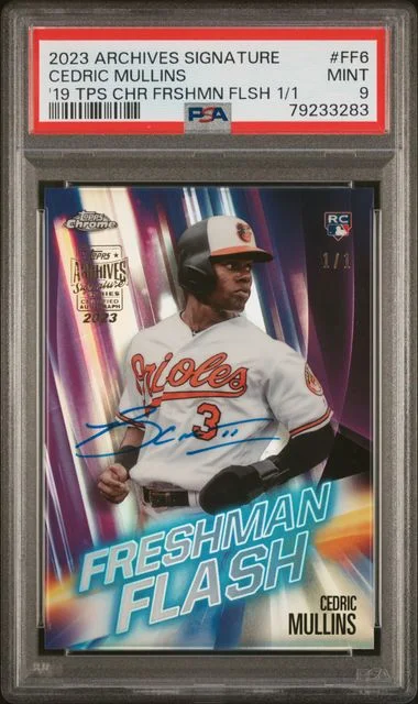 2023 Topps Archives Signature Series Ff6 Cedric Mullins 2019 Topps Chrome Freshman Flash #1/1 card image