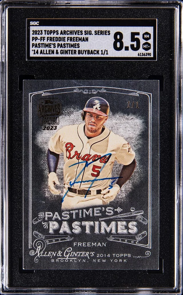 2023 Topps Archives Signature Series Freddie Freeman Pastime's Pastimes '14 Allen & Ginter's Buyback #PP-FF card image