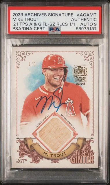2023 Topps Archives Signature Series Mike Trout 2021 Topps Allen & Ginter Full-Size Relics #AGA-MT card image