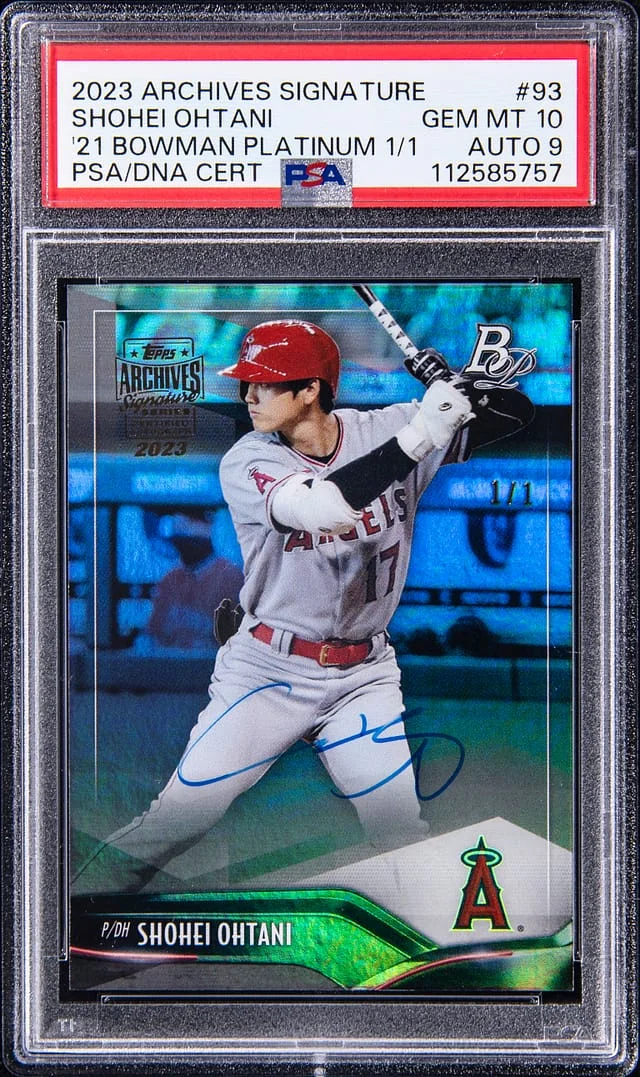 2023 Topps Archives Signature Series Shohei Ohtani 21 Bowman Platinum #93 card image