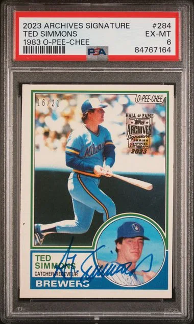 2023 Topps Archives Signature Series Ted Simmons 1983 O-Pee-Chee #284 card image
