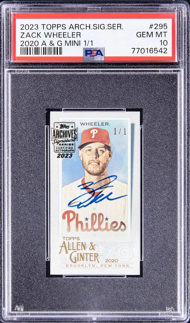 2023 Topps Archives Zack Wheeler Signatures Series 2020 A and G Mini #295 card image