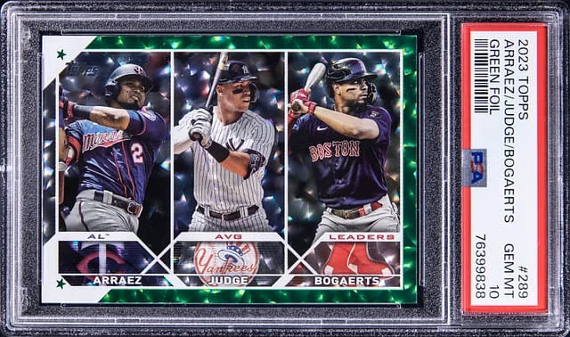 2023 Topps Arraez/Judge/Bogaerts Green Foil #289 card image