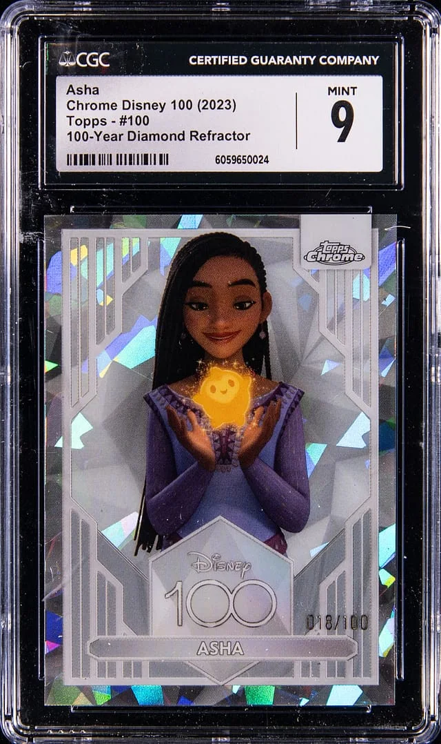 2023 Topps Asha Disney100 Chrome 100 Year Diamond Refractor #100 card image