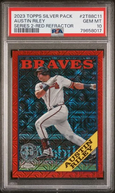 2023 Topps Austin Riley Silver Pack 1988 Chrome Promo Series 2 Red Refractor #2T88C-11 card image