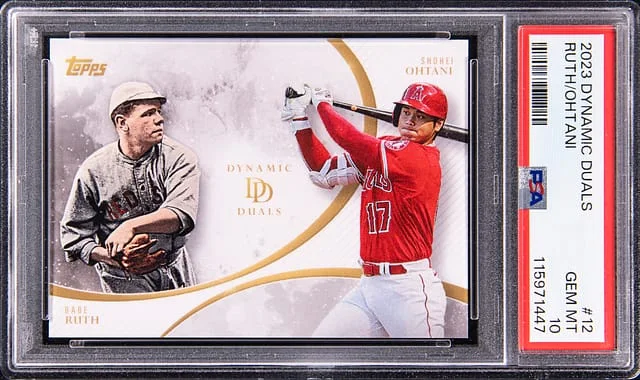 2023 Topps Babe Ruth/Shohei Ohtani Dynamic Duals #12 card image