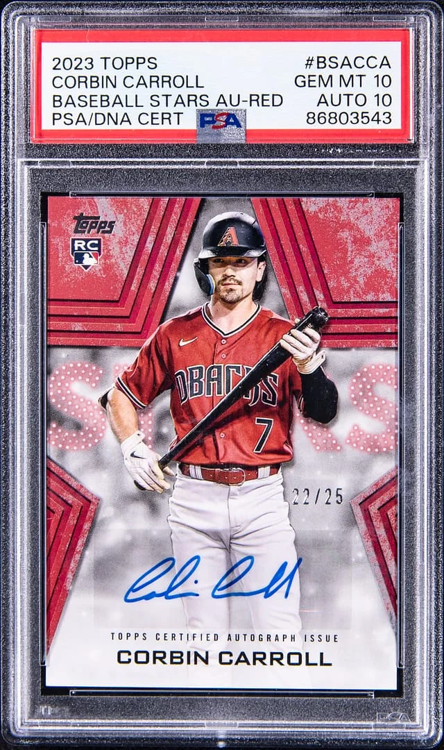 2023 Topps Baseball Corbin Carroll Stars Autograph Red #BSACCA card image