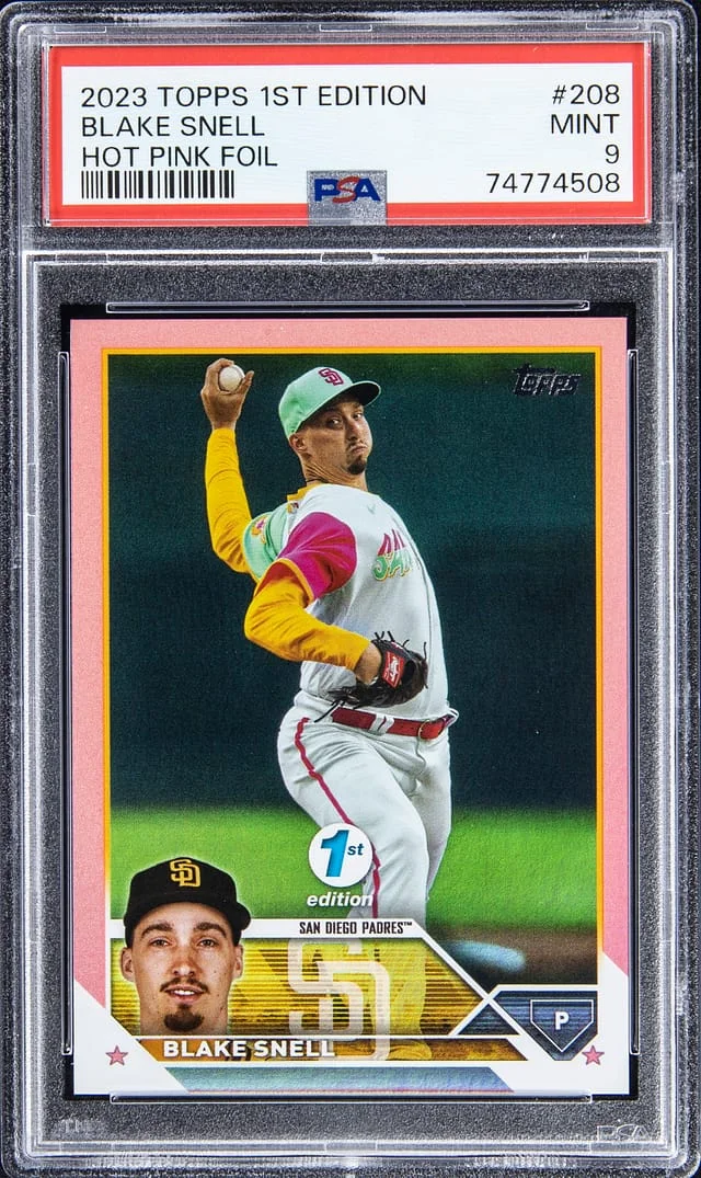 2023 Topps Blake Snell 1st Edition Hot Pink Foil #208 card image