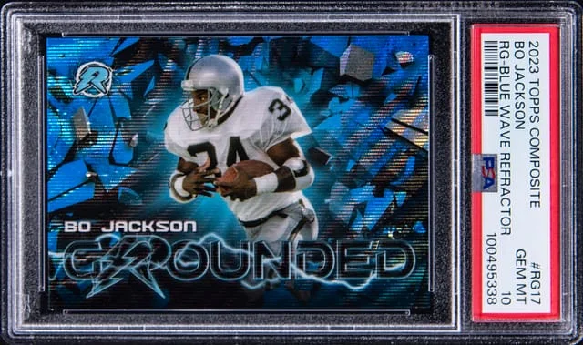 2023 Topps Bo Jackson Composite Resurgence Grounded-Blue Wave Refractor #RG17 card image