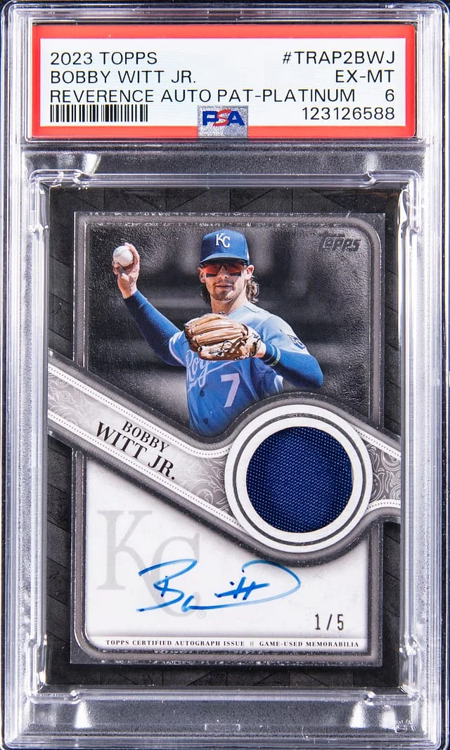 2023 Topps Bobby Witt Jr. Reverence Autograph Patches Platinum #TRAP2-BWJ card image