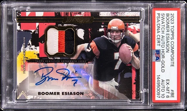 2023 Topps Boomer Esiason Composite Swatch Autograph Horizontal Gold #CPAH-BE card image