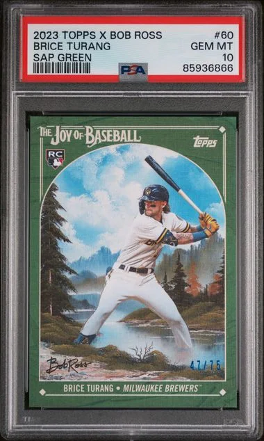 2023 Topps Brice Turang X Bob Ross The Joy Of Baseball Sap Green #60 card image