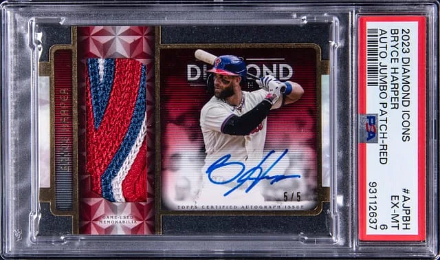 2023 Topps Bryce Harper Diamond Icons Autograph Jumbo Patch Red #AJP-BH card image