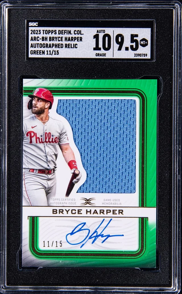 2023 Topps Bryce Harper Definitive Collection Autograph Relic Green #ARC-BH card image