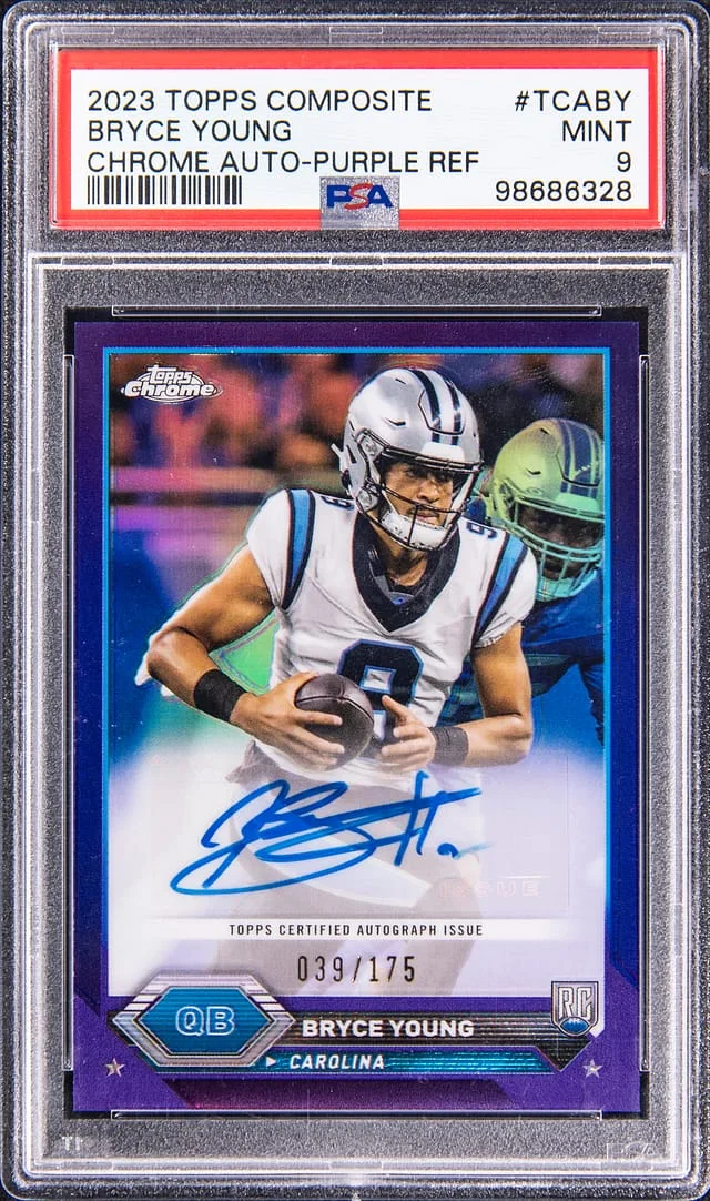 2023 Topps Bryce Young Composite Chrome Autograph Purple Refractor #TCABY card image