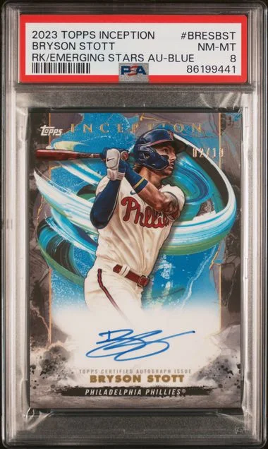 2023 Topps Bryson Stott Inception & Emerging Stars Autographs Blue #BRES-BST card image
