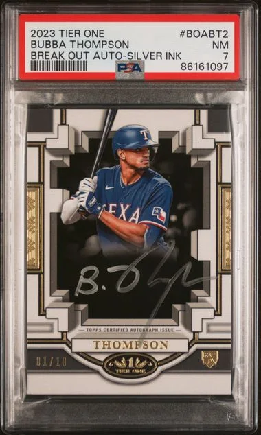 2023 Topps Bubba Thompson Tier One Break Out Autographs Silver Ink #BOA-BT2 card image