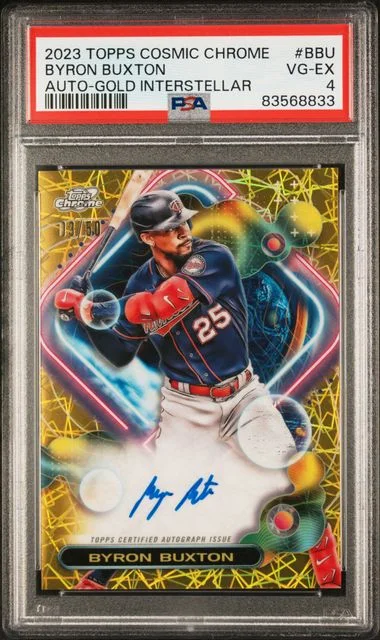 2023 Topps Byron Buxton Cosmic Chrome Cosmic Chrome Autograph Gold Interstellar #CCA-BBU card image
