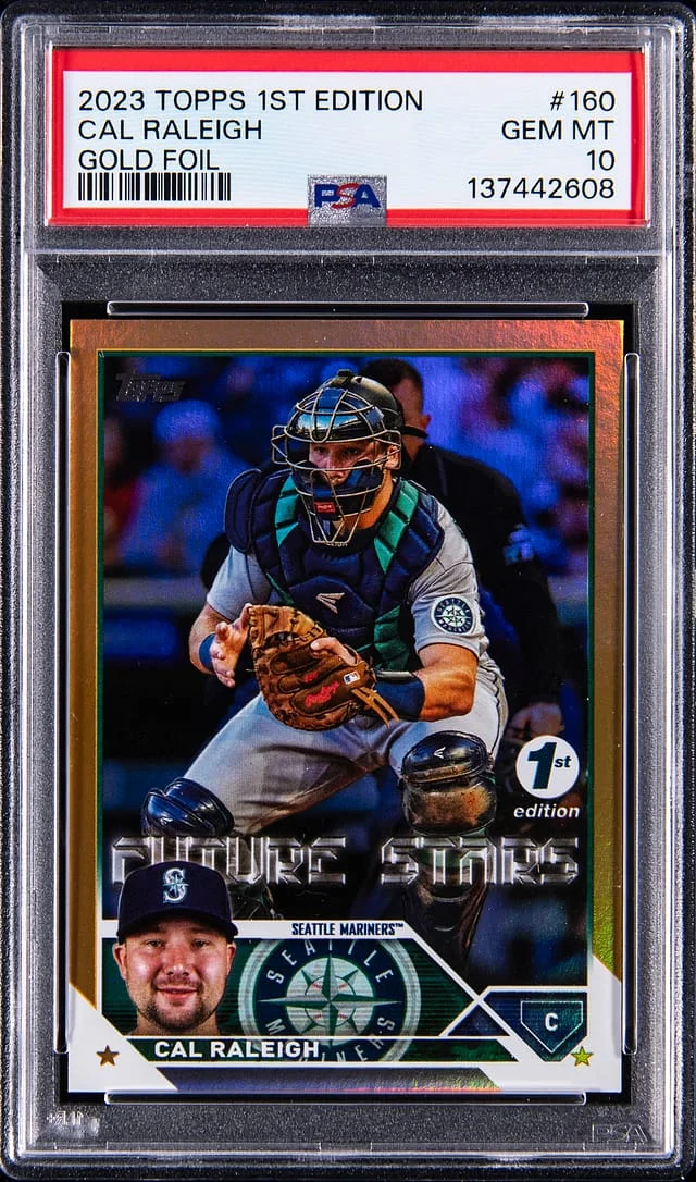 2023 Topps Cal Raleigh 1st Edition Gold Foil #160 card image