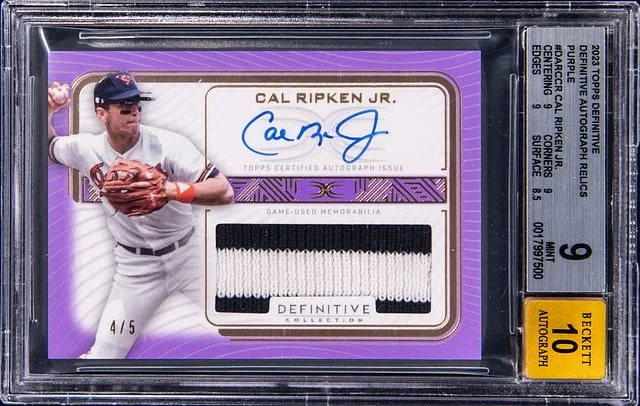 2023 Topps Cal Ripken Jr. Definitive Collection Autograph Relics Purple #DARC-CR card image