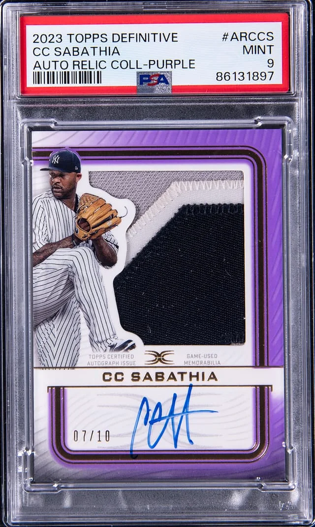 2023 Topps CC Sabathia Definitive Autograph Relic Collection Purple #ARCCS card image