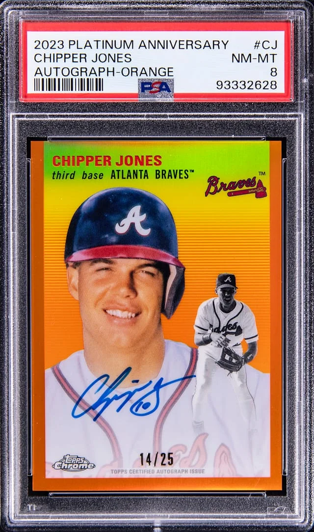 2023 Topps Chipper Jones Platinum Anniversary Autograph Orange #CPA-CJ card image