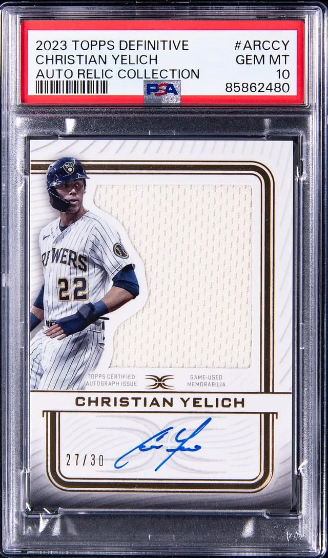 2023 Topps Christian Yelich Definitive Autograph Relic Collection #ARCCY card image