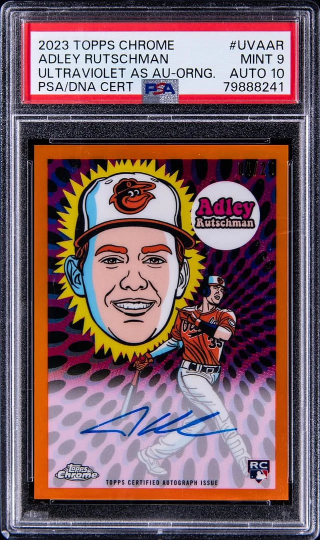 2023 Topps Chrome Adley Rutschman Ultraviolet All-Stars Autographs Orange Refractor #UVA-AR card image