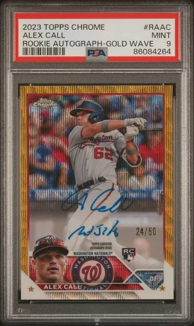 2023 Topps Chrome Alex Call Autograph Gold Wave #RA-AC card image