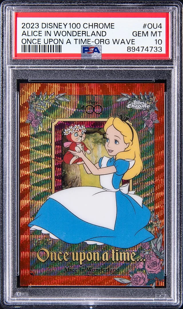 2023 Topps Chrome Alice In Wonderland Disney 100 Once Upon A Time Orange Wave Refractor #OU-4 card image