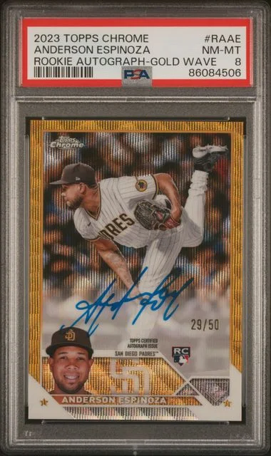 2023 Topps Chrome Anderson Espinoza Autograph Gold Wave #RAAE card image