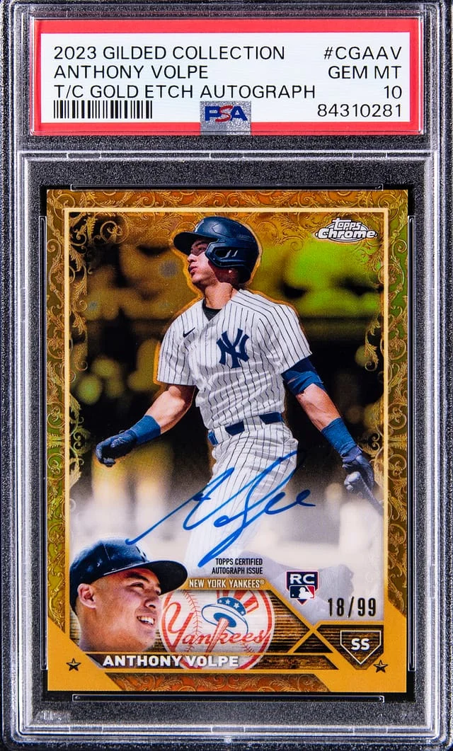 2023 Topps Chrome Anthony Volpe Gilded Collection Gold Etch Autograph #CGAAV card image