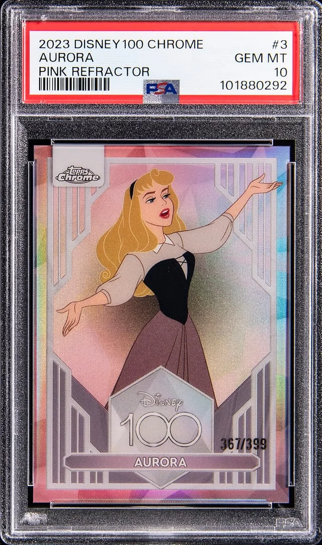 2023 Topps Chrome Aurora Disney 100 Pink Refractor #3 card image