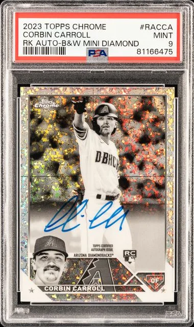 2023 Topps Chrome Autograph Black & White Mini Diamond Racca Corbin Carroll #no-number card image