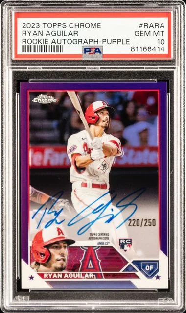 2023 Topps Chrome Autograph Purple Rara Ryan Aguilar #no-number card image