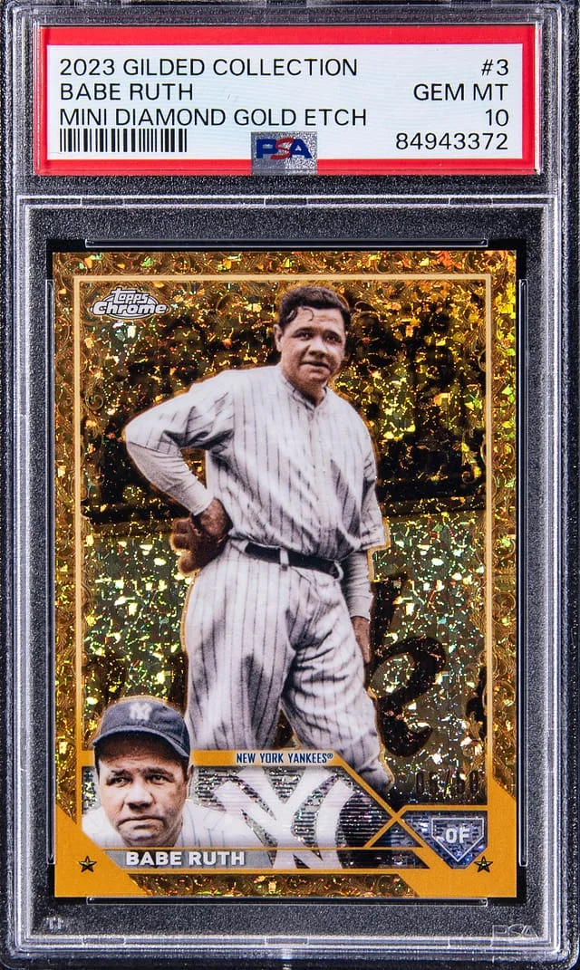 2023 Topps Chrome Babe Ruth Gilded Collection Mini Diamond Gold Etch #3 card image