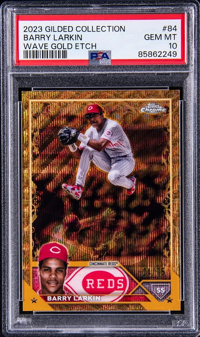 2023 Topps Chrome Barry Larkin Gilded Collection Gold Wave Etch #84 card image