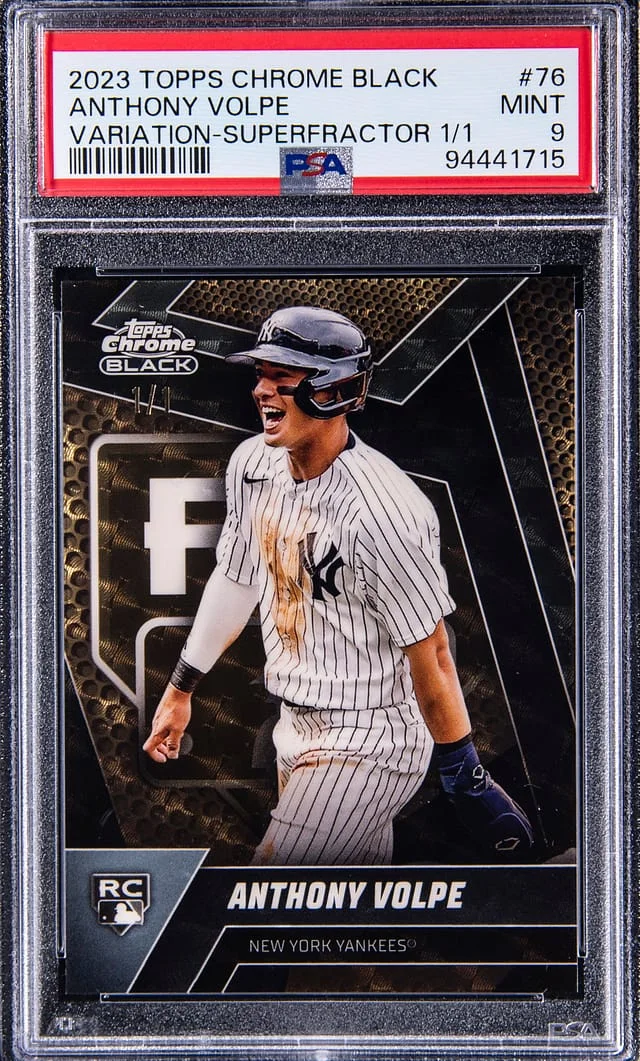 2023 Topps Chrome Black Anthony Volpe Variation SuperFractor #76 card image