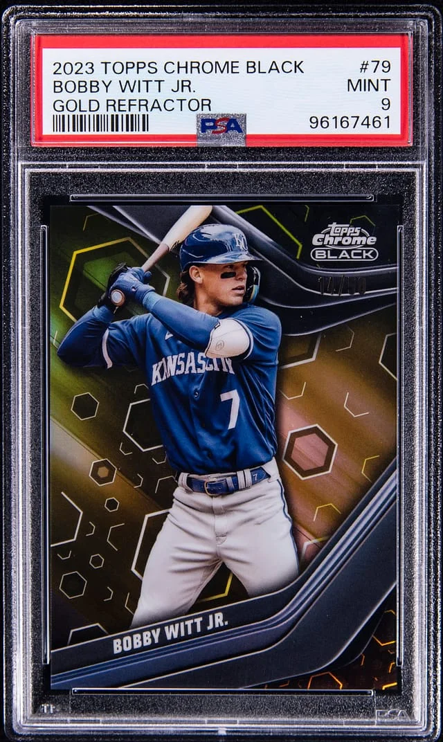 2023 Topps Chrome Black Bobby Witt Jr. Gold Refractor #79 card image