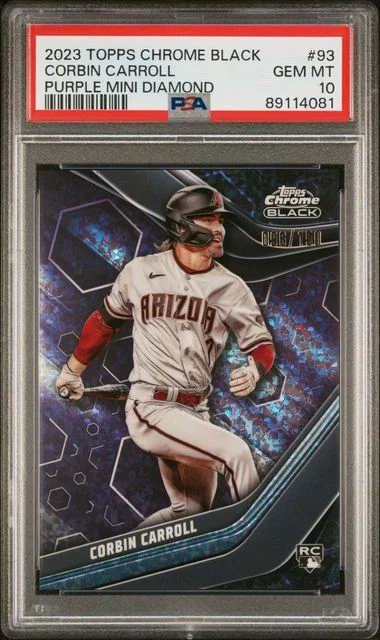 2023 Topps Chrome Black Corbin Carroll Purple Mini Diamond #93 card image