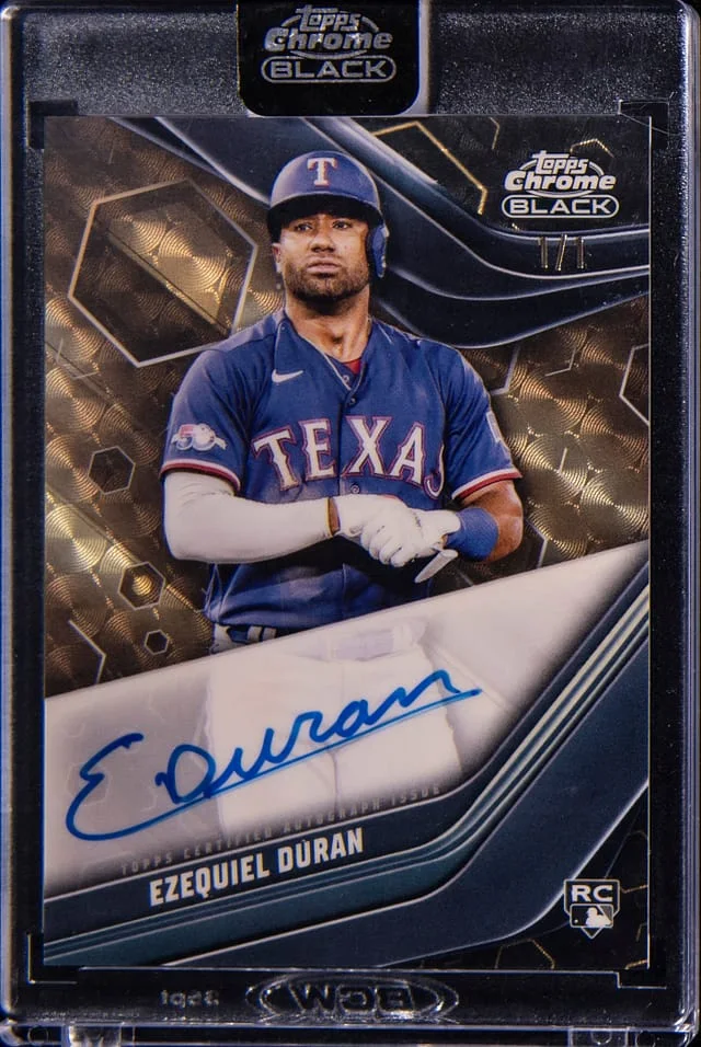 2023 Topps Chrome Black Ezequiel Duran Autographs SuperFractor #CBA-ED card image