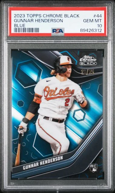 2023 Topps Chrome Black Gunnar Henderson Blue #44 card image
